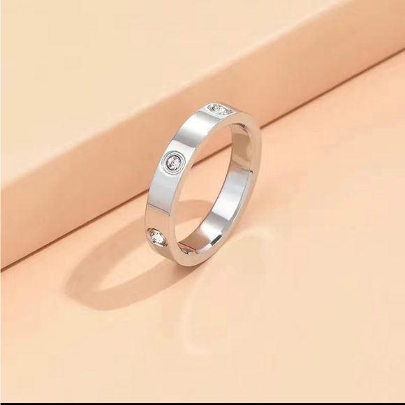 1pc Rhinestone Stainless Steel Ring - Picture 2 of 5